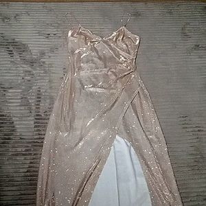 Champagne Colored Dress w/ Slit
